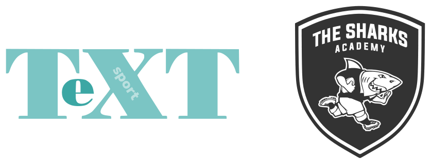 Logos von sportText und The Sharks Academy