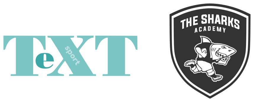Logos von sportText und The Sharks Academy